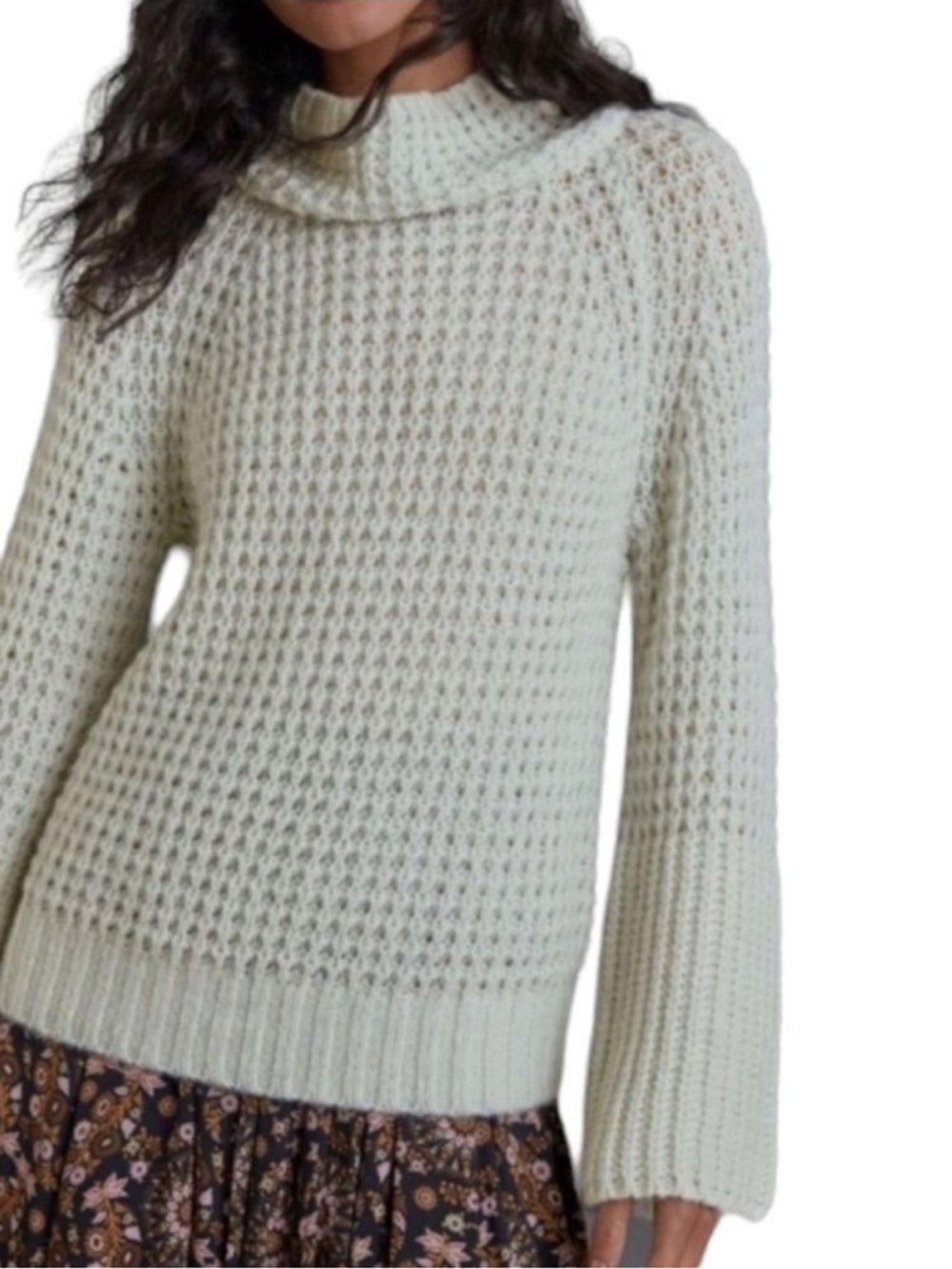 NWT MAEVE for Anthropologie Dionne Knit Bell Sleeve Mock Neck Sweater XSP